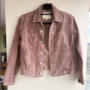L'AGENCE Janelle Dusty Pink Corduroy Jean Jacket